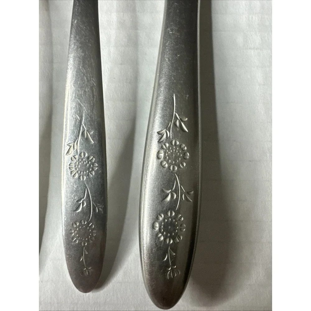 Sears WOOD DALE Stainless Floral Flatware Teaspoon‎ Salad, Dinner Fork, Knife